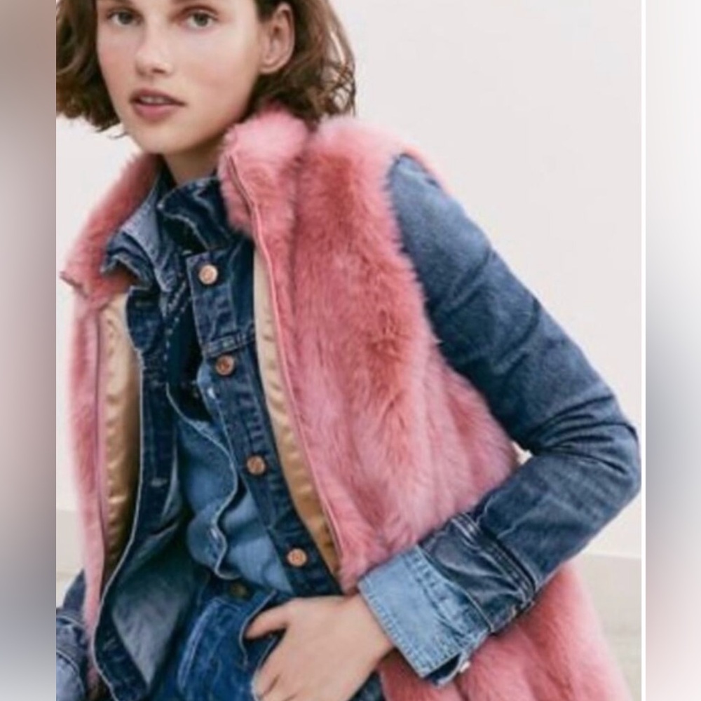 J. CREW Pink Faux Fur Vest Size XS🩷 - Picture 2 of 6